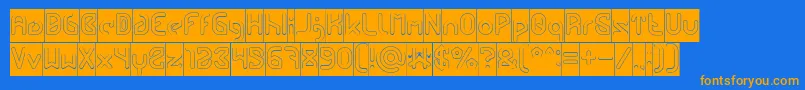 FUTURE Hollow Inverse-Schriftart – Orangefarbene Schriften auf blauem Hintergrund