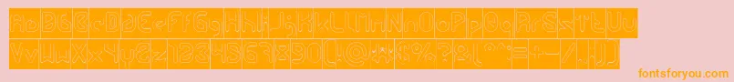 FUTURE Hollow Inverse-fontti – oranssit fontit vaaleanpunaisella taustalla