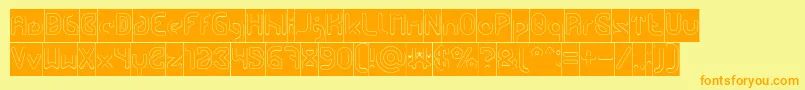 FUTURE Hollow Inverse-Schriftart – Orangefarbene Schriften auf gelbem Hintergrund