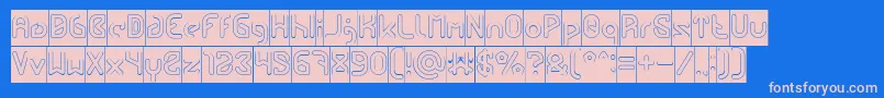 FUTURE Hollow Inverse-Schriftart – Rosa Schriften auf blauem Hintergrund