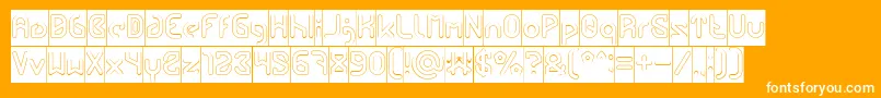 FUTURE Hollow Inverse-Schriftart – Weiße Schriften auf orangefarbenem Hintergrund