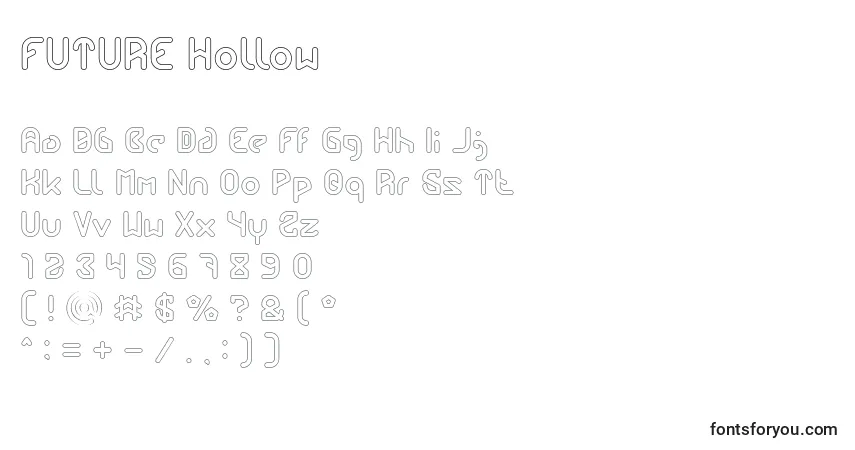 Schriftart FUTURE Hollow – Alphabet, Zahlen, spezielle Symbole