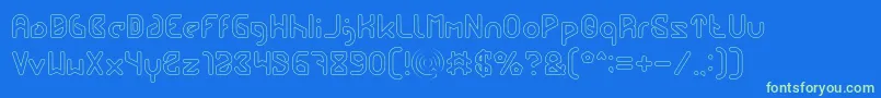 FUTURE Hollow-Schriftart – Grüne Schriften auf blauem Hintergrund