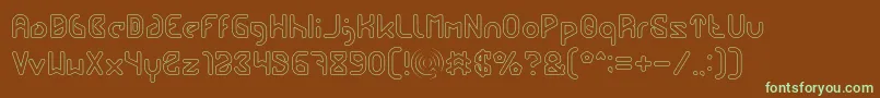 フォントFUTURE Hollow – 緑色の文字が茶色の背景にあります。