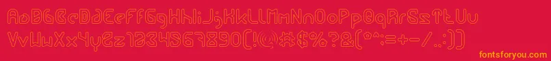 FUTURE Hollow-Schriftart – Orangefarbene Schriften auf rotem Hintergrund