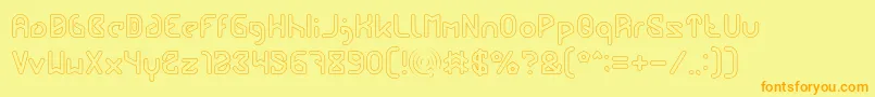 フォントFUTURE Hollow – オレンジの文字が黄色の背景にあります。