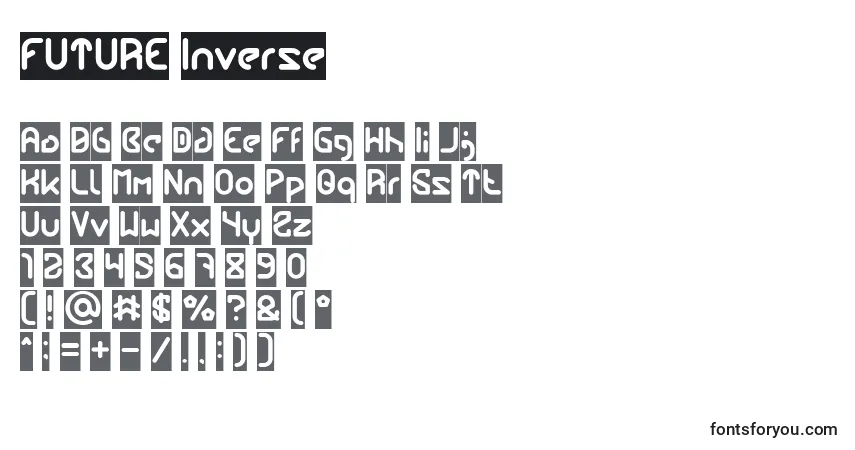 A fonte FUTURE Inverse – alfabeto, números, caracteres especiais