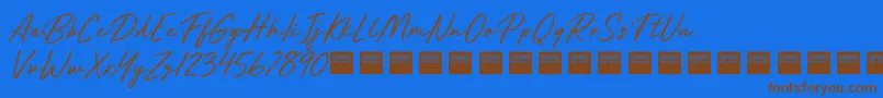 Weitere Informationen zur Future Shock Demo-Schriftart Future Shock Demo-Schriftart – Braune Schriften auf blauem Hintergrund