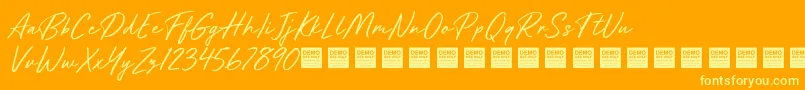 フォントFuture Shock   Demo – オレンジの背景に黄色の文字