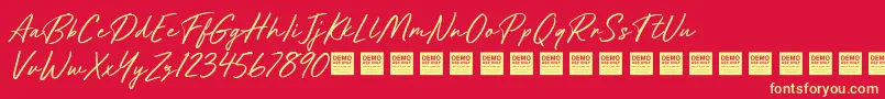 Czcionka Future Shock   Demo – żółte czcionki na czerwonym tle