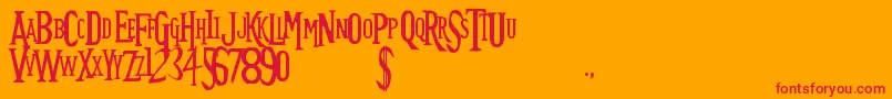 Future TimeSplitters-Schriftart – Rote Schriften auf orangefarbenem Hintergrund