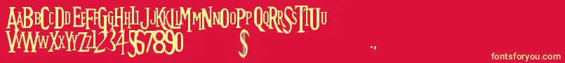 Fonte Future TimeSplitters – fontes amarelas em um fundo vermelho