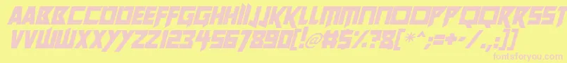 Future Worlds Italic Font – Pink Fonts on Yellow Background