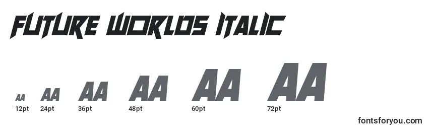 Tamanhos de fonte Future Worlds Italic