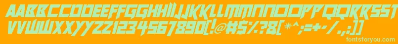 Future Worlds Italic Font – Green Fonts on Orange Background