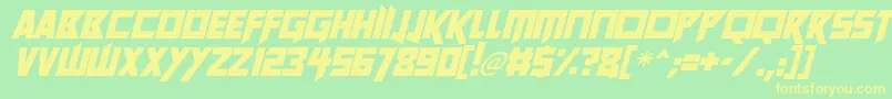 Police Future Worlds Italic – polices jaunes sur fond vert