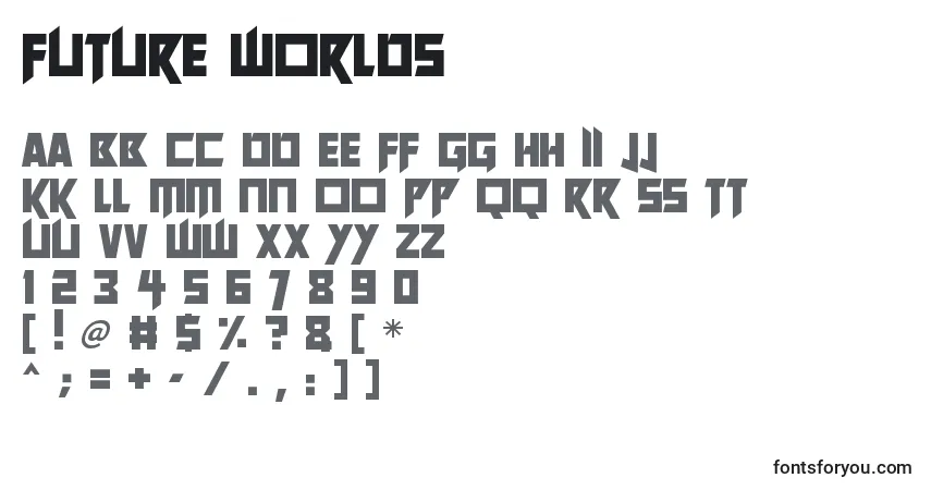 A fonte Future Worlds (127489) – alfabeto, números, caracteres especiais