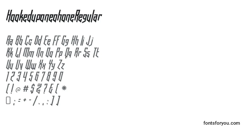 A fonte HookeduponeohoneRegular – alfabeto, números, caracteres especiais