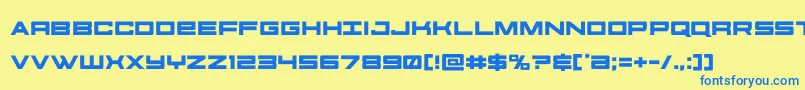 フォントfutureforces – 青い文字が黄色の背景にあります。