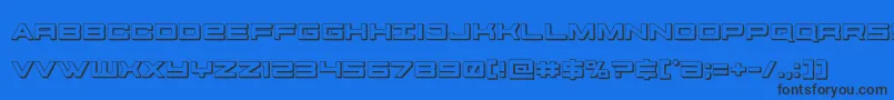 futureforces3d-Schriftart – Schwarze Schriften auf blauem Hintergrund