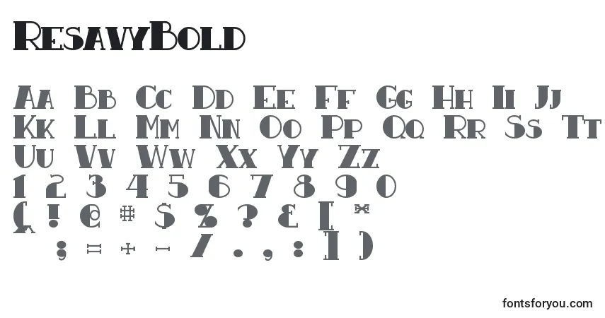 Schriftart ResavyBold – Alphabet, Zahlen, spezielle Symbole