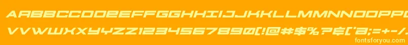 Weitere Informationen zur futureforcesexpandital-Schriftart futureforcesexpandital-Schriftart – Gelbe Schriften auf orangefarbenem Hintergrund