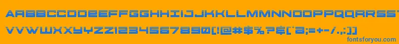 futureforceshalf-Schriftart – Blaue Schriften auf orangefarbenem Hintergrund