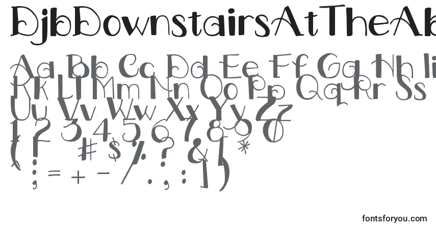 Czcionka DjbDownstairsAtTheAbbey – alfabet, cyfry, specjalne znaki