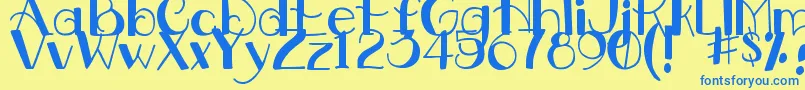 DjbDownstairsAtTheAbbey Font – Blue Fonts on Yellow Background