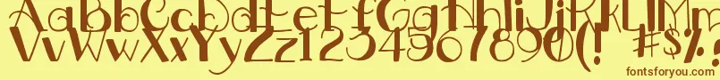 DjbDownstairsAtTheAbbey Font – Brown Fonts on Yellow Background