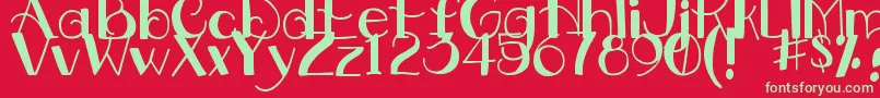 フォントDjbDownstairsAtTheAbbey – 赤い背景に緑の文字