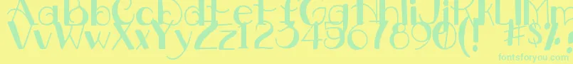 DjbDownstairsAtTheAbbey Font – Green Fonts on Yellow Background