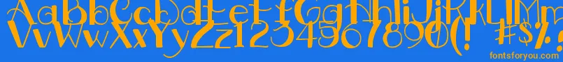 DjbDownstairsAtTheAbbey Font – Orange Fonts on Blue Background