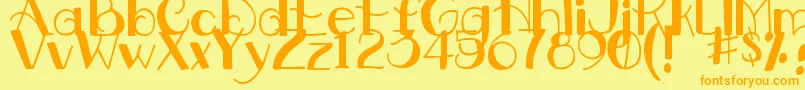DjbDownstairsAtTheAbbey Font – Orange Fonts on Yellow Background