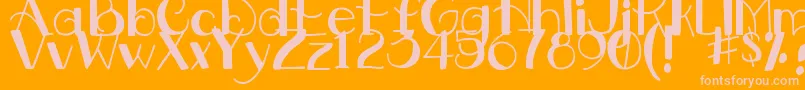 DjbDownstairsAtTheAbbey Font – Pink Fonts on Orange Background