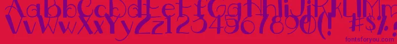 DjbDownstairsAtTheAbbey Font – Purple Fonts on Red Background
