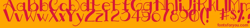DjbDownstairsAtTheAbbey Font – Red Fonts on Orange Background