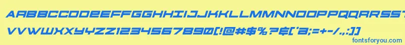 フォントfutureforcesital – 青い文字が黄色の背景にあります。