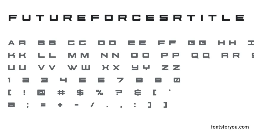 A fonte Futureforcesrtitle (127519) – alfabeto, números, caracteres especiais