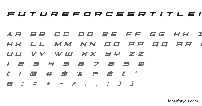 Schriftart Futureforcesrtitleital (127522) – Alphabet, Zahlen, spezielle Symbole