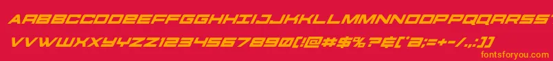 フォントfutureforcessuperital – 赤い背景にオレンジの文字