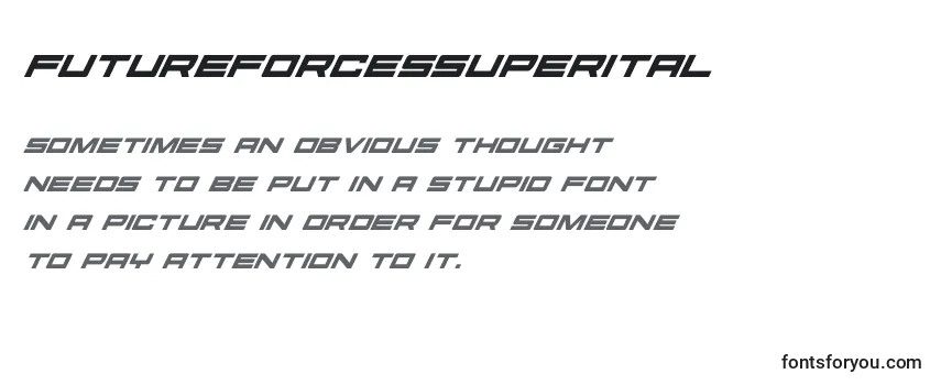 Review of the Futureforcessuperital (127525) Font