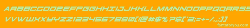 futureforcessuperital-Schriftart – Grüne Schriften auf orangefarbenem Hintergrund