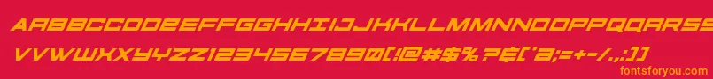Weitere Informationen zur futureforcessuperital-Schriftart futureforcessuperital-Schriftart – Orangefarbene Schriften auf rotem Hintergrund