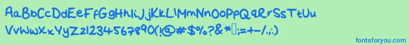 FloSHandwriting Font – Blue Fonts on Green Background