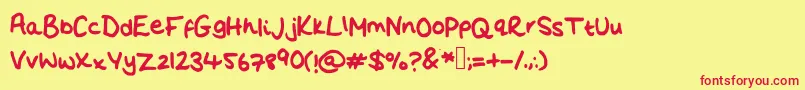 FloSHandwriting Font – Red Fonts on Yellow Background