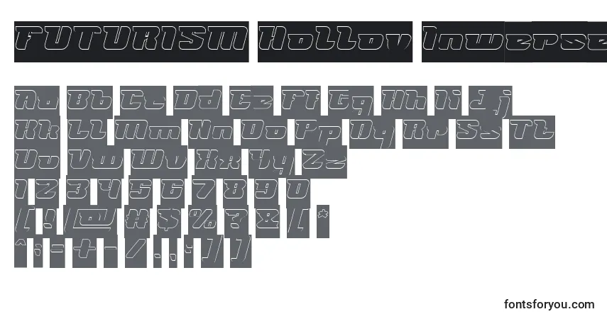 FUTURISM Hollow Inverse Font – alphabet, numbers, special characters