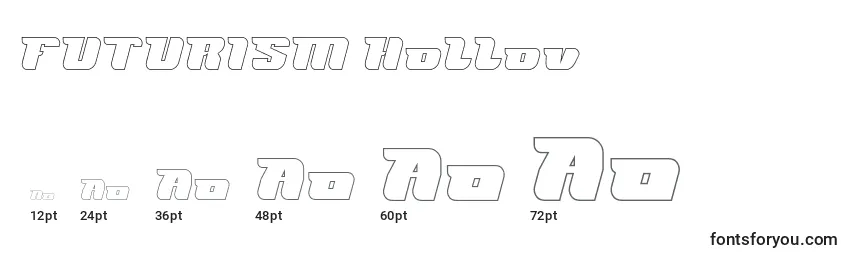 Размеры шрифта FUTURISM Hollow