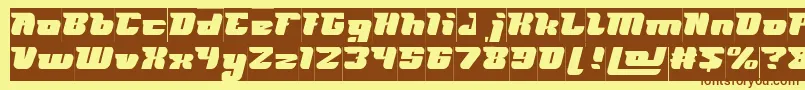 フォントFUTURISM Inverse – 茶色の文字が黄色の背景にあります。