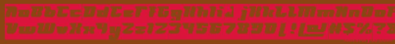 フォントFUTURISM Inverse – 赤い文字が茶色の背景にあります。